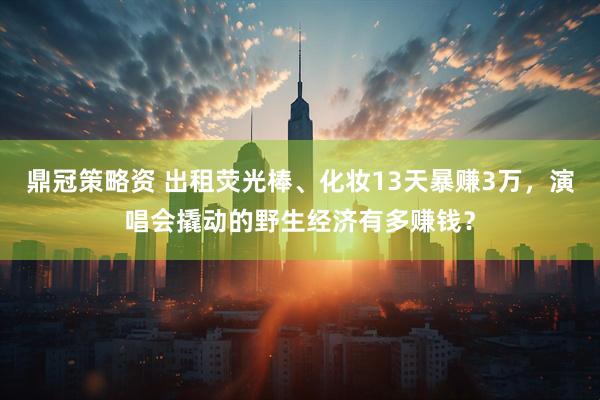 鼎冠策略资 出租荧光棒、化妆13天暴赚3万，演唱会撬动的野生经济有多赚钱？