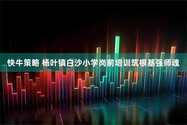 快牛策略 杨叶镇白沙小学岗前培训筑根基强师魂